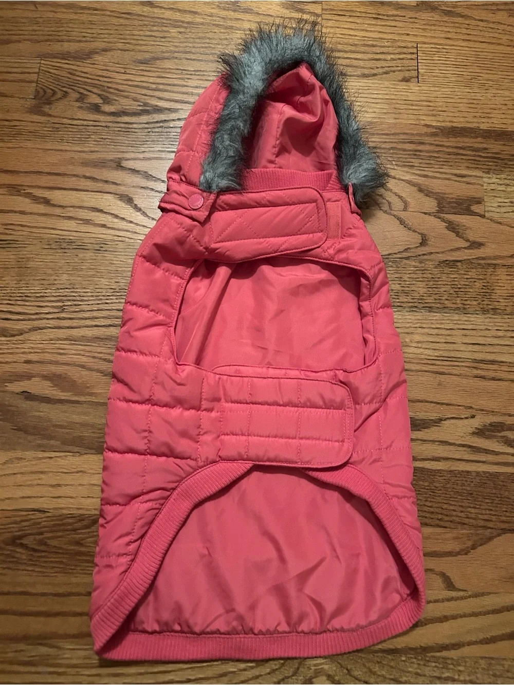 Martha Stewart Pets Dogs Sz L Quilted Pink Hooded Jacket W/ Faux Fur Trim